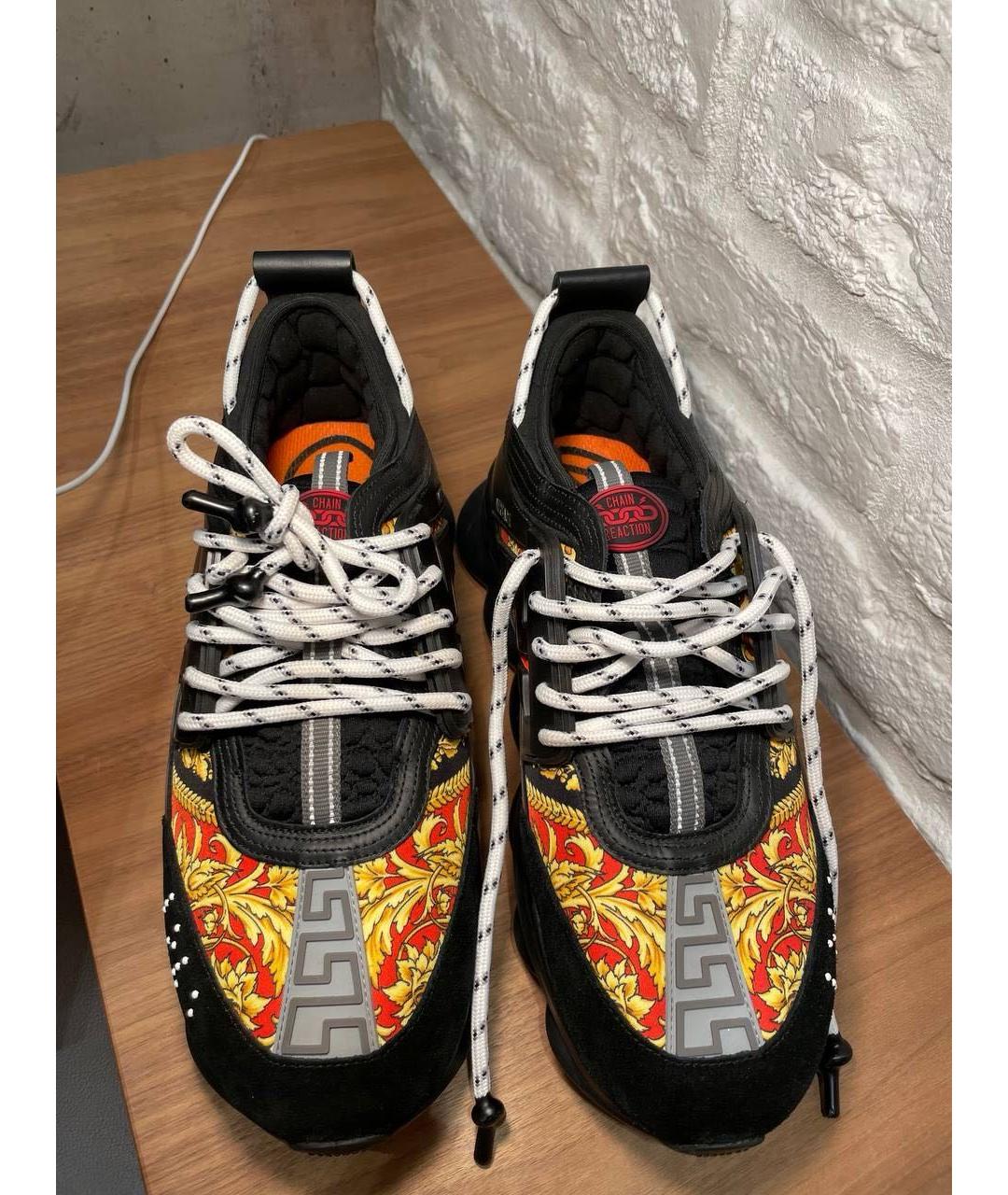 VERSACE Черные замшевые низкие кроссовки / кеды, фото 2