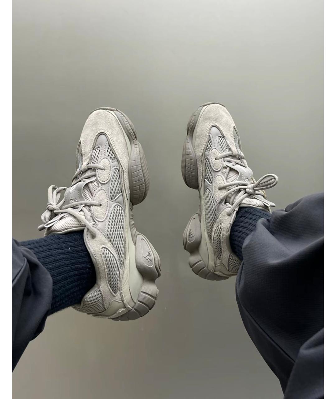 ADIDAS YEEZY Серые замшевые низкие кроссовки / кеды, фото 5