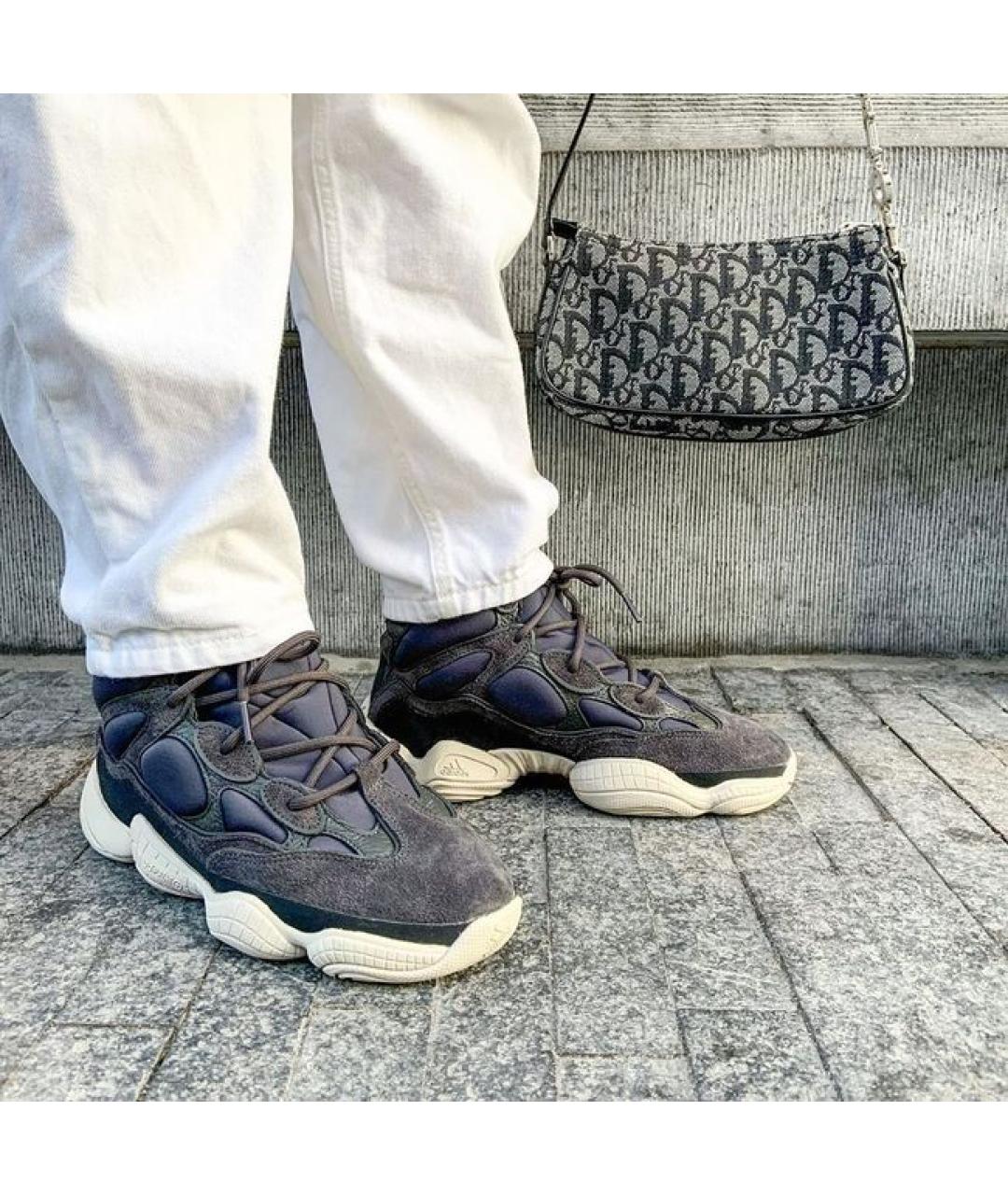 ADIDAS YEEZY Темно-синие замшевые кроссовки, фото 5