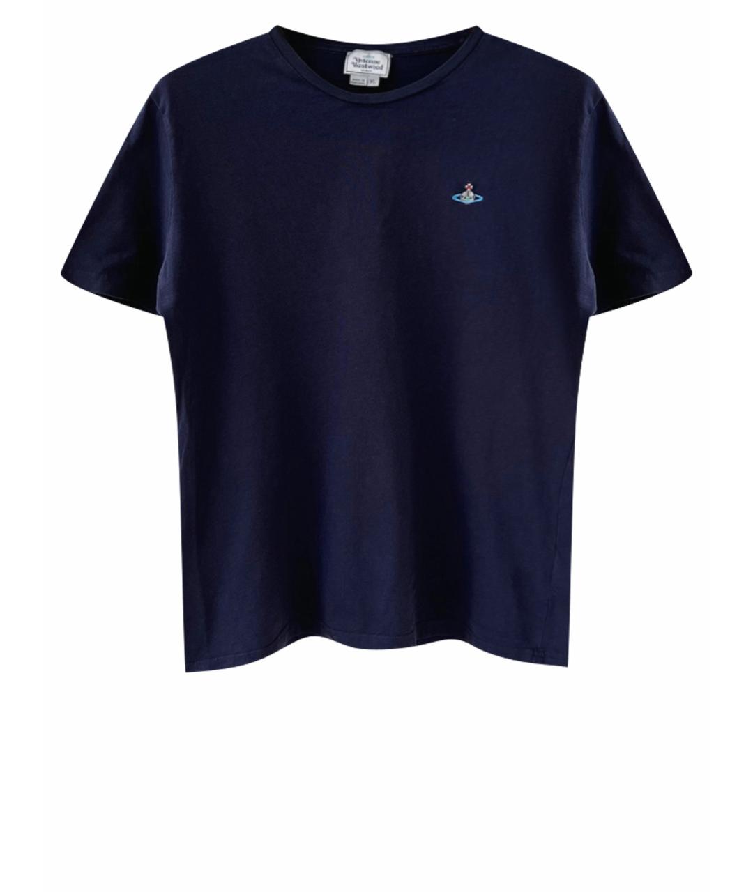 VIVIENNE WESTWOOD Темно-синяя хлопковая футболка, фото 1