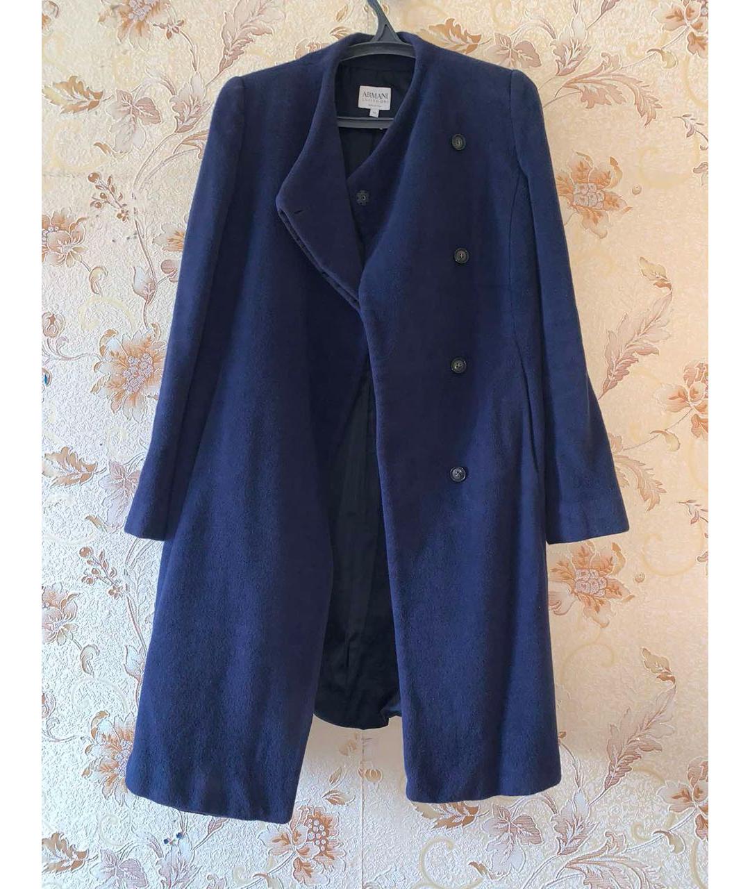 ARMANI COLLEZIONI Синее кашемировое пальто, фото 7