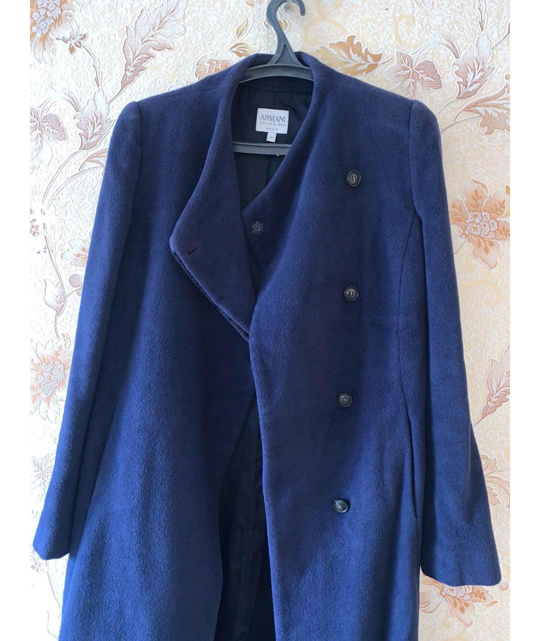 ARMANI COLLEZIONI Синее кашемировое пальто, фото 6