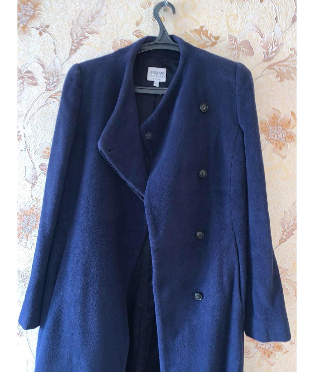 ARMANI COLLEZIONI Синее кашемировое пальто, фото 4