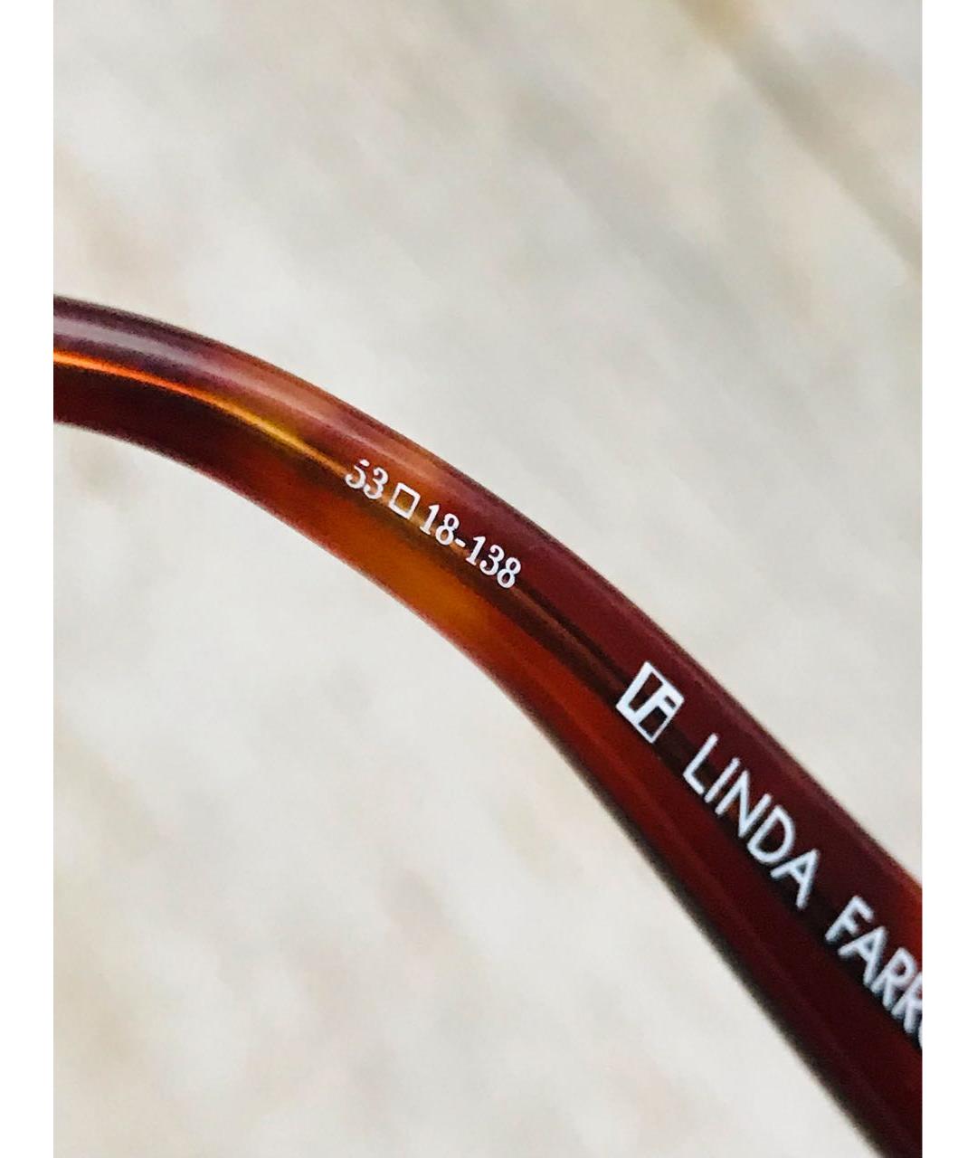 LINDA FARROW Коричневые пластиковые солнцезащитные очки, фото 3