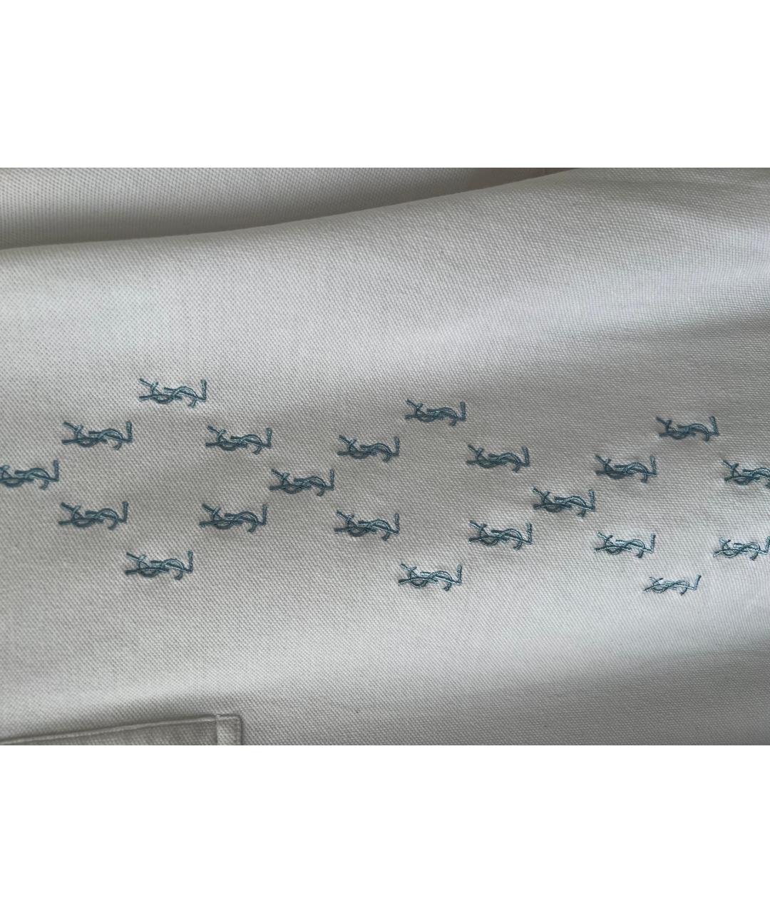 SAINT LAURENT Белое хлопко-полиэстеровое поло с коротким рукавом, фото 3