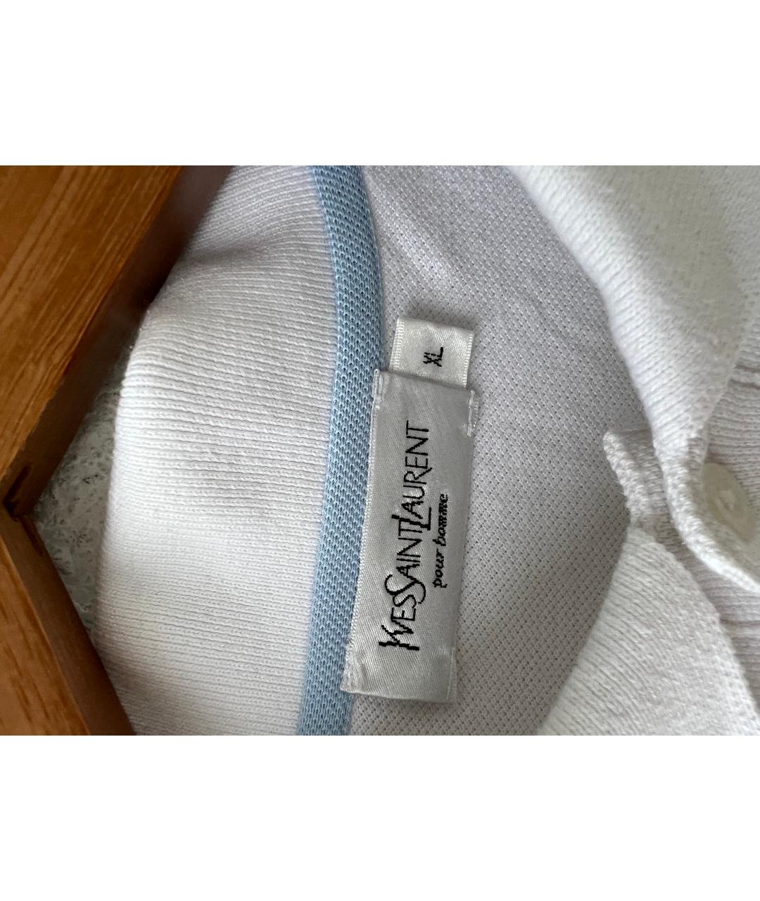 SAINT LAURENT Белое хлопко-полиэстеровое поло с коротким рукавом, фото 5