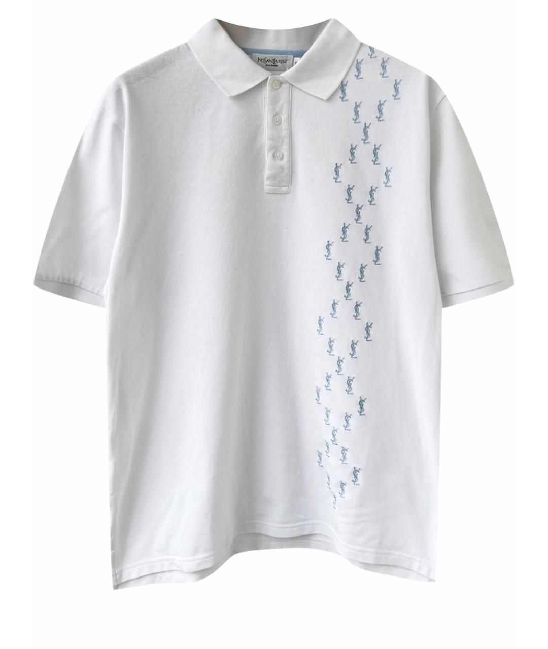 SAINT LAURENT Белое хлопко-полиэстеровое поло с коротким рукавом, фото 4