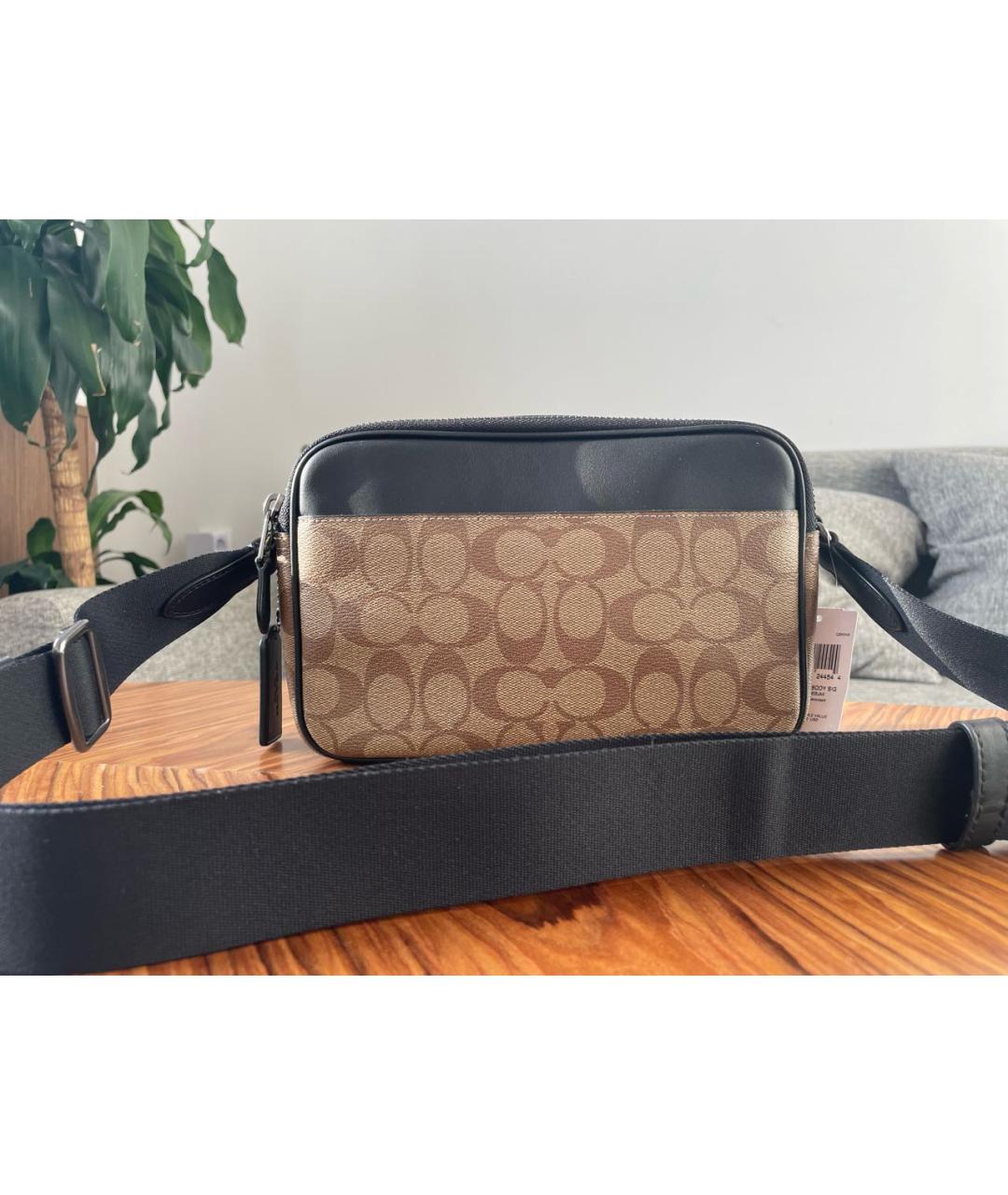 COACH Бежевая кожаная сумка на плечо, фото 4