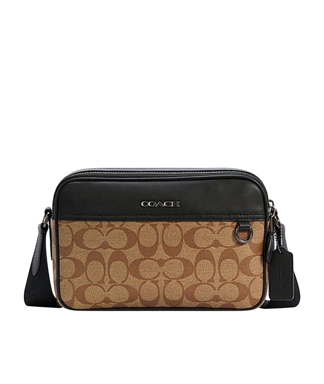 COACH Бежевая кожаная сумка на плечо, фото 1