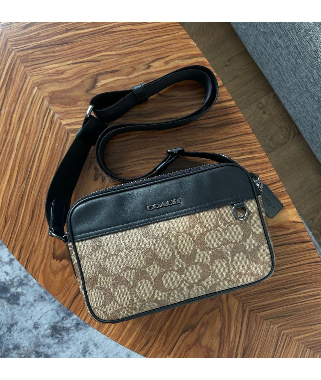 COACH Бежевая кожаная сумка на плечо, фото 2