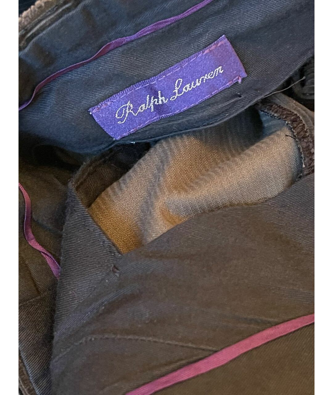 RALPH LAUREN Коричневые хлопко-эластановые классические брюки, фото 5