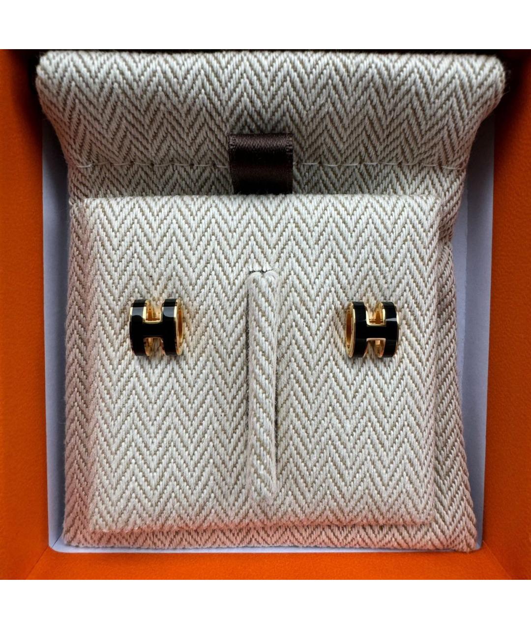 HERMES Черные металлические серьги, фото 2