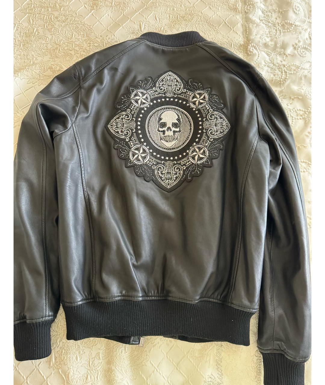 PHILIPP PLEIN Черная кожаная куртка, фото 2