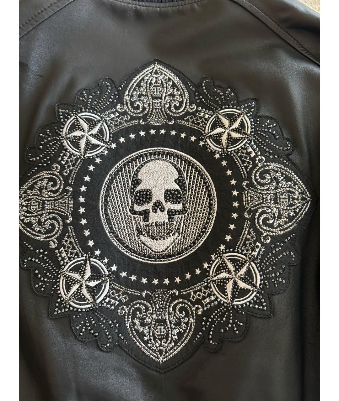 PHILIPP PLEIN Черная кожаная куртка, фото 4