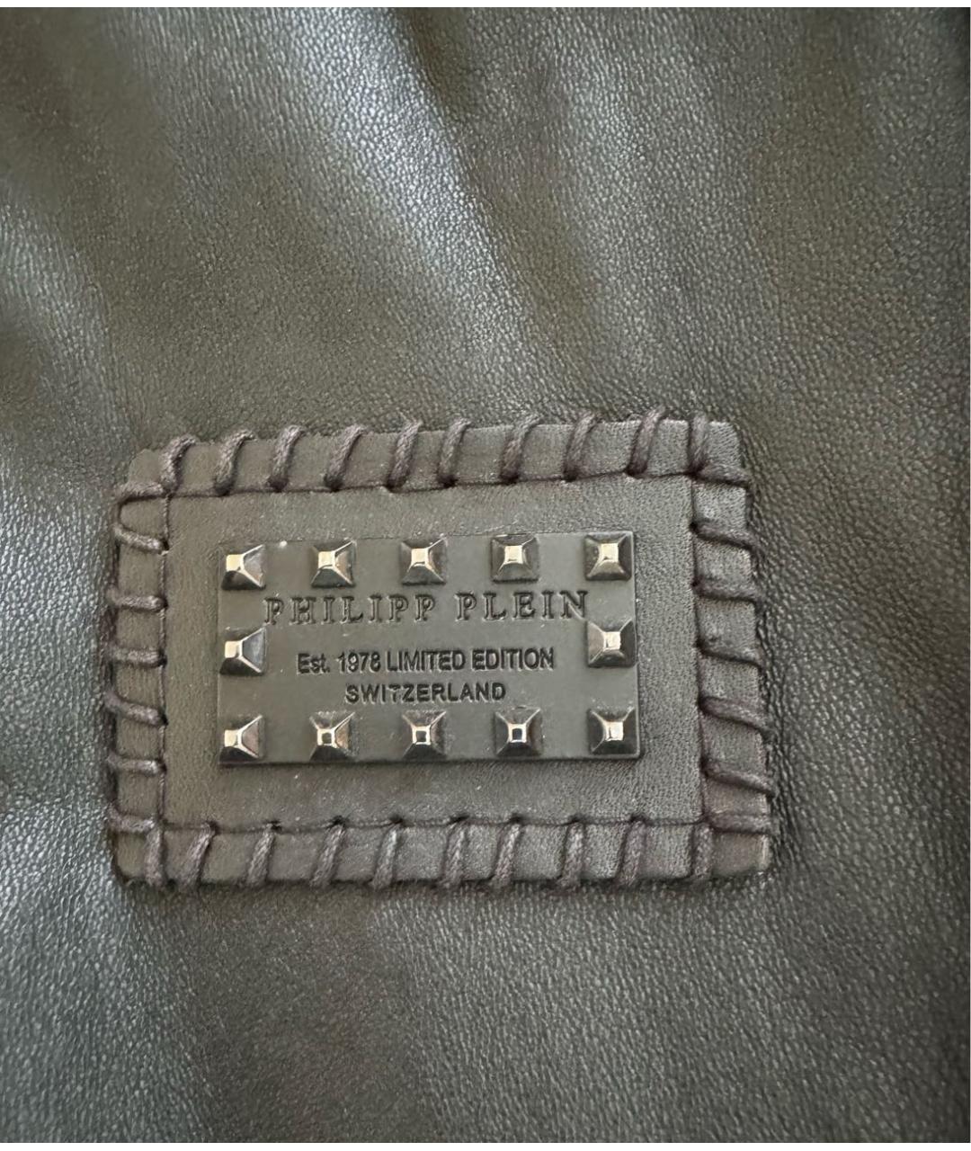 PHILIPP PLEIN Черная кожаная куртка, фото 3