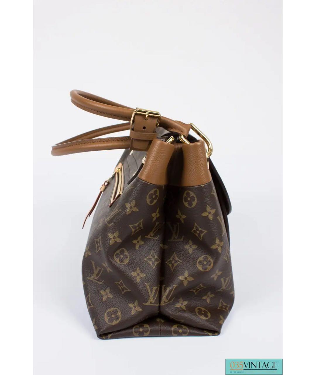 LOUIS VUITTON Коричневая кожаная сумка с короткими ручками, фото 2