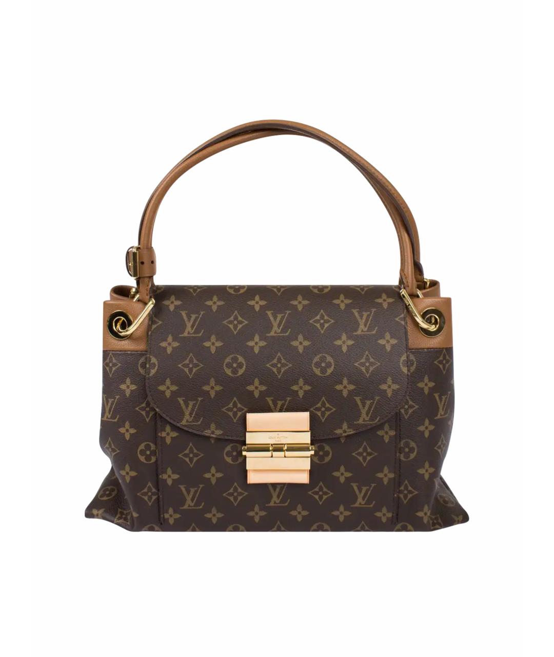 LOUIS VUITTON Коричневая кожаная сумка с короткими ручками, фото 1