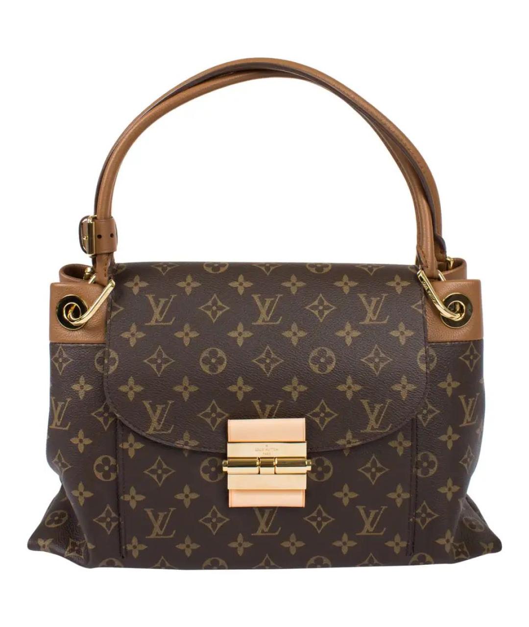 LOUIS VUITTON Коричневая кожаная сумка с короткими ручками, фото 7