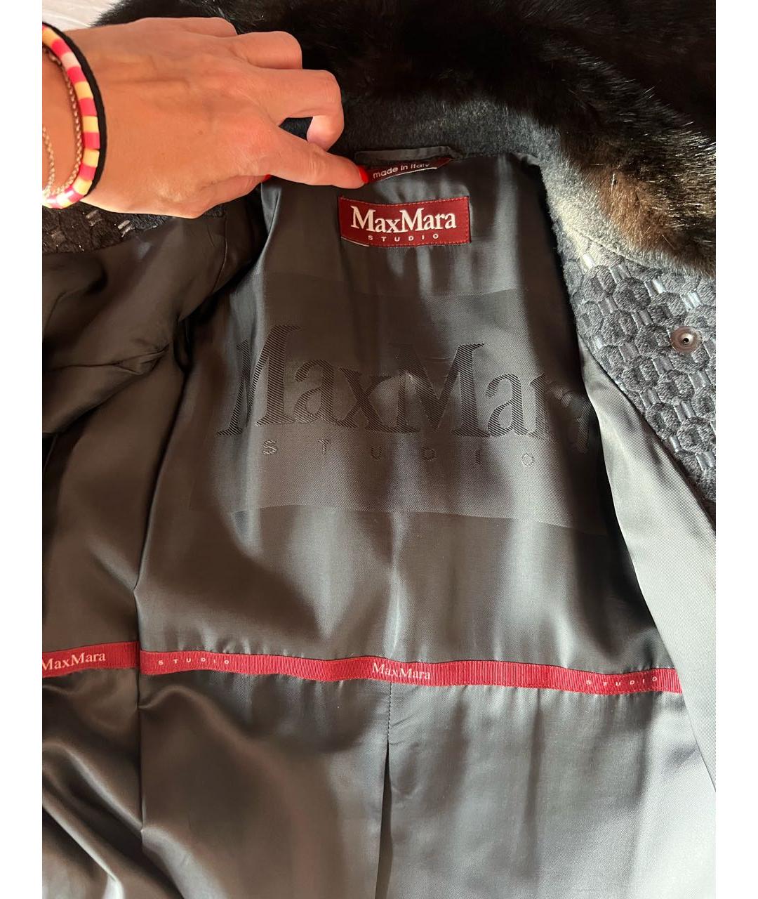 MAX MARA STUDIO Антрацитовое шерстяное пальто, фото 5