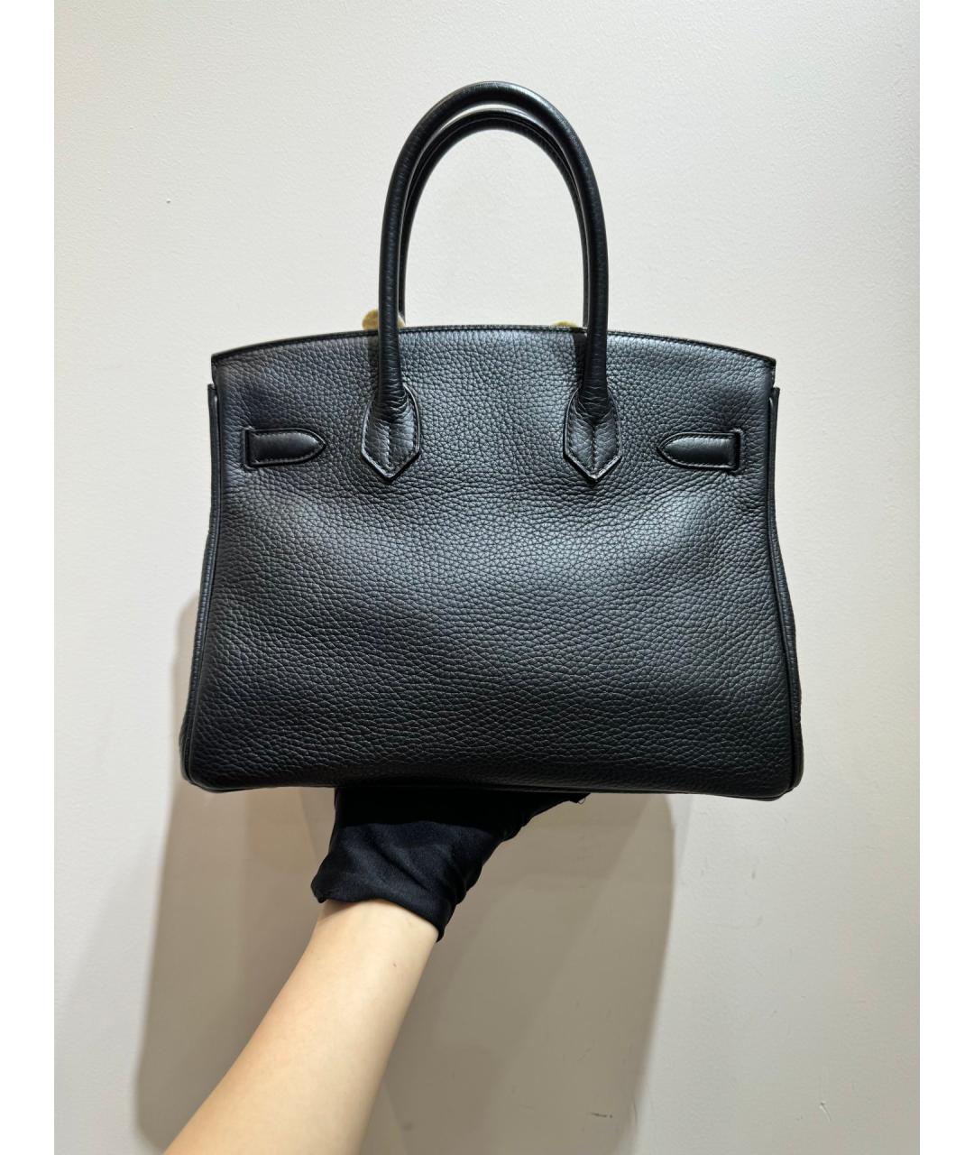 HERMES Черная кожаная сумка с короткими ручками, фото 3