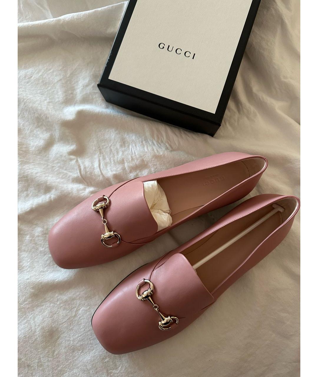 GUCCI Розовые кожаные лоферы, фото 2