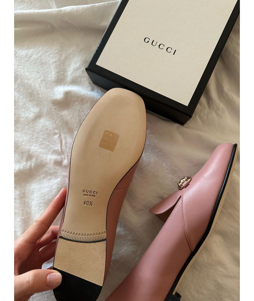 GUCCI Розовые кожаные лоферы, фото 5