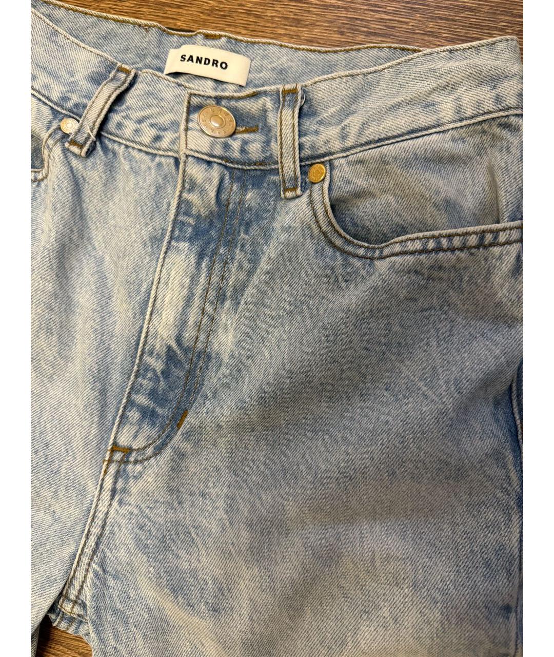 SANDRO Голубые хлопковые джинсы клеш, фото 5