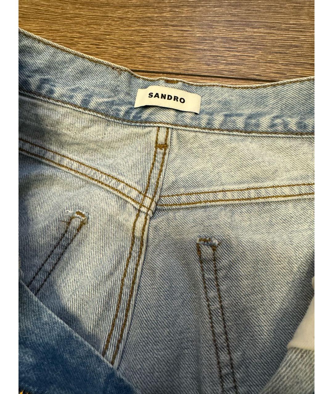 SANDRO Голубые хлопковые джинсы клеш, фото 3