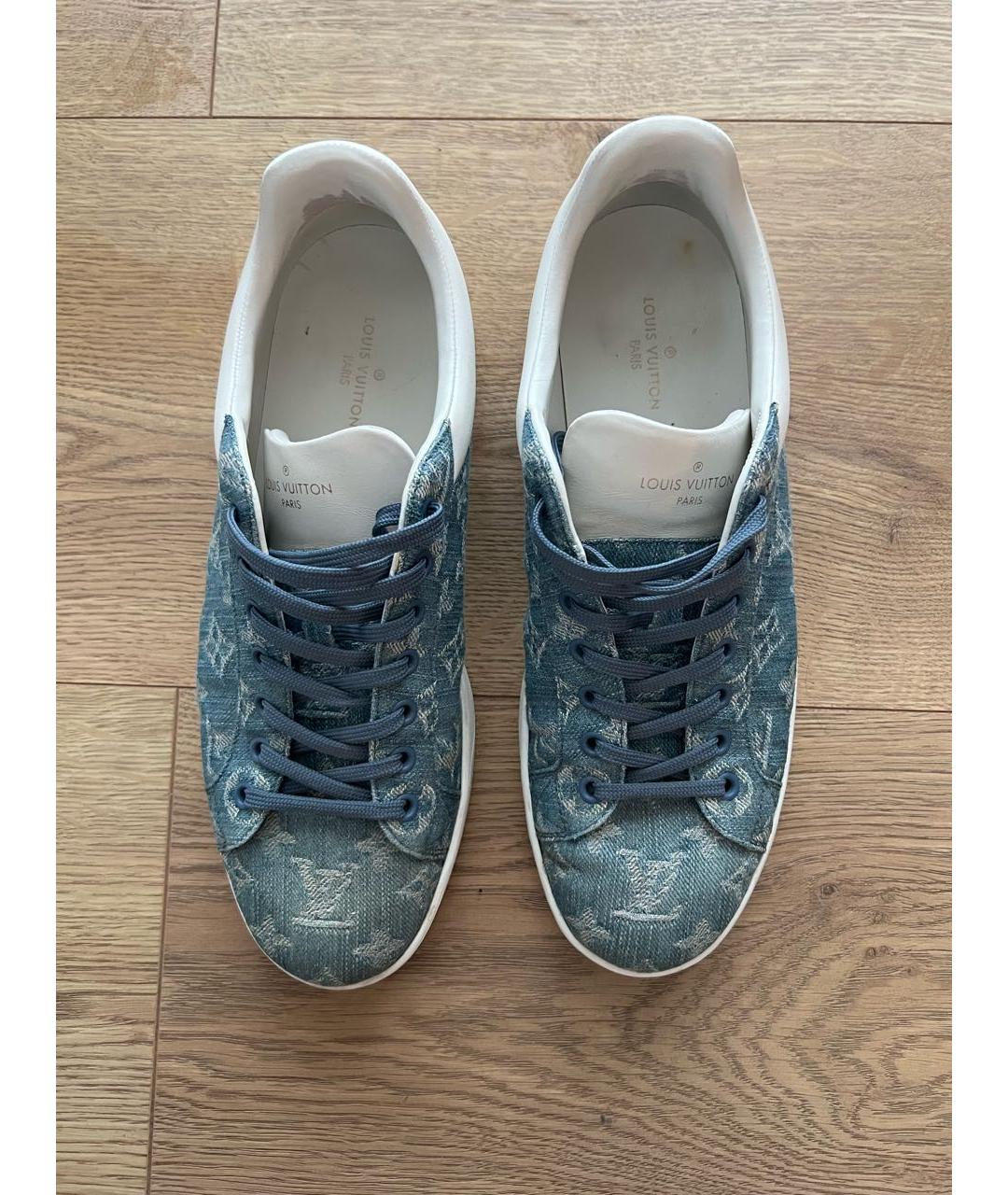 LOUIS VUITTON PRE-OWNED Синие текстильные низкие кроссовки / кеды, фото 2