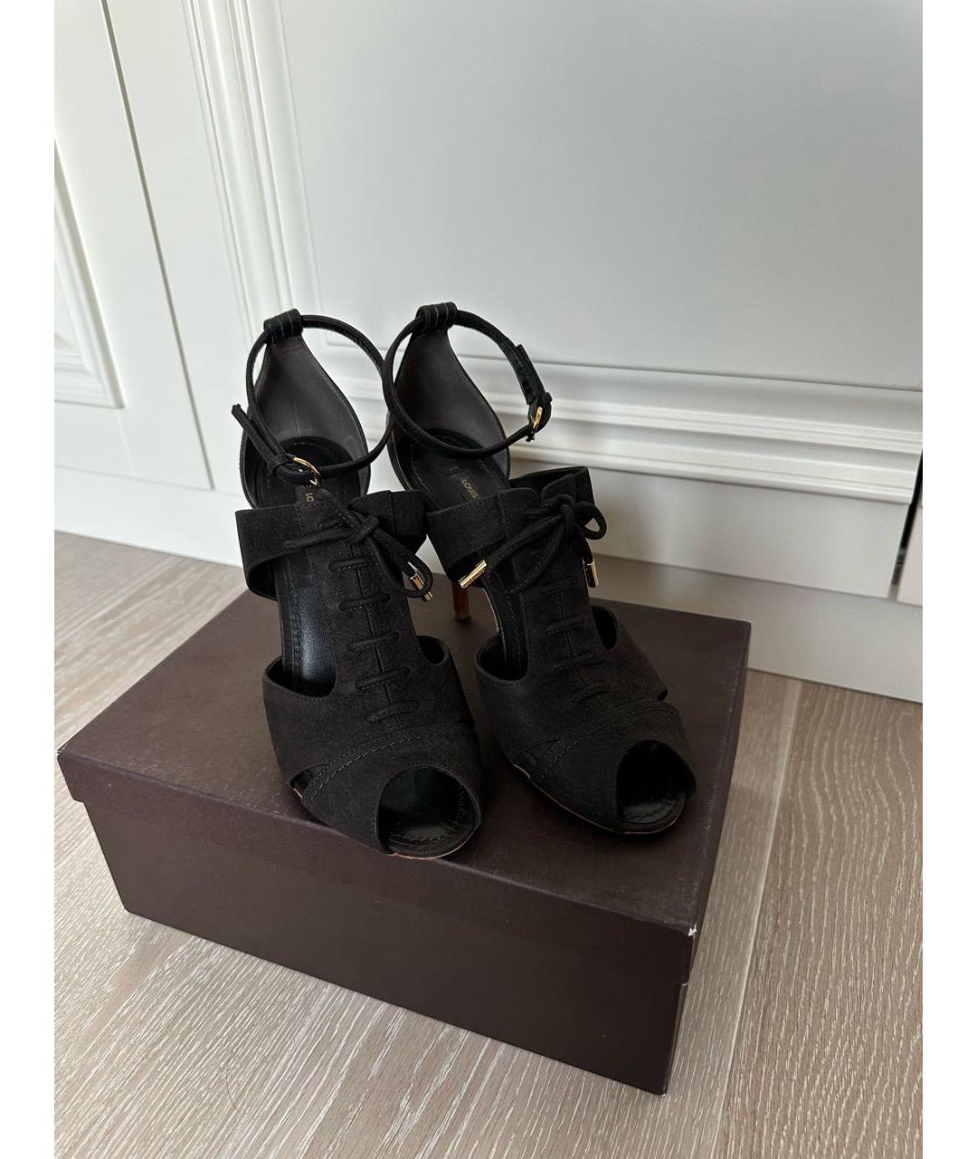 LOUIS VUITTON Коричневые кожаные босоножки, фото 2