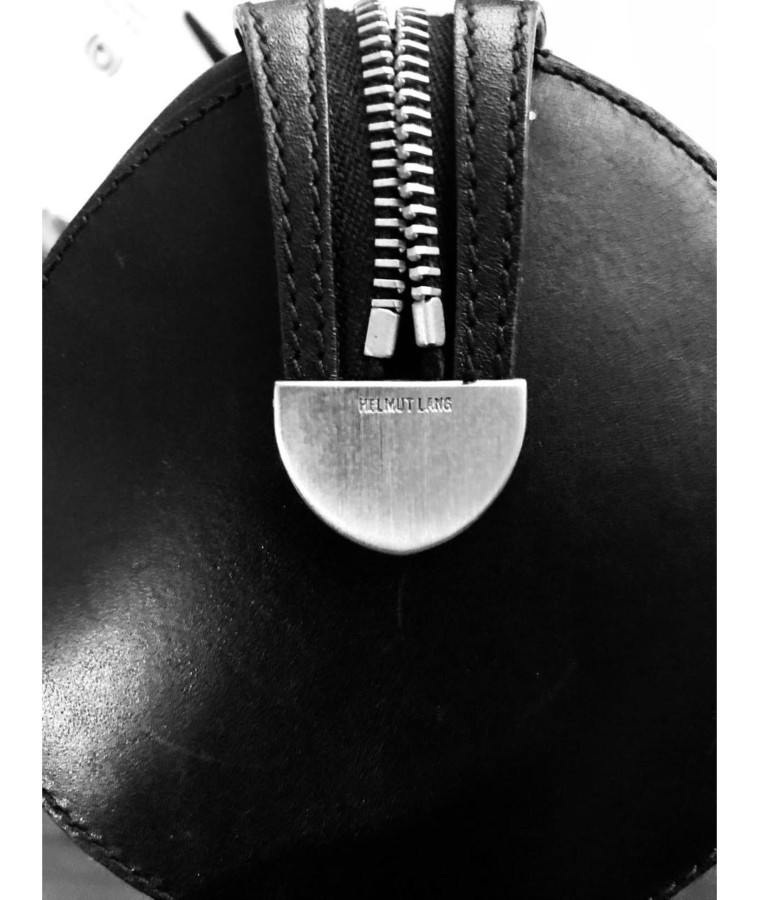 HELMUT LANG Черная кожаная сумка с короткими ручками, фото 3