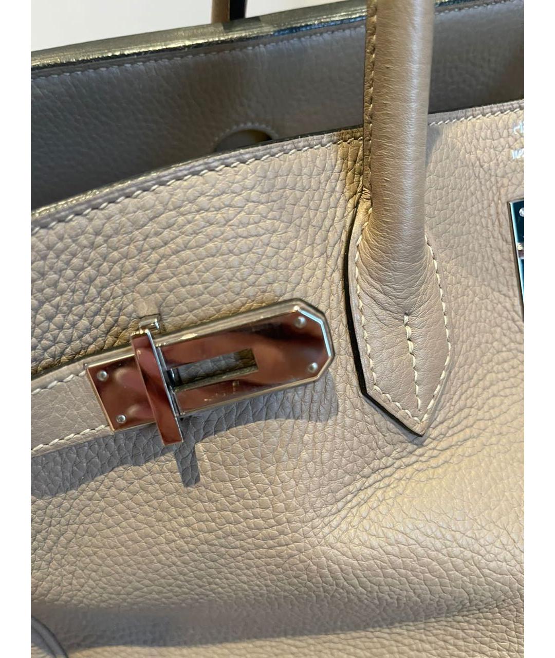 HERMES PRE-OWNED Бежевая кожаная сумка с короткими ручками, фото 7