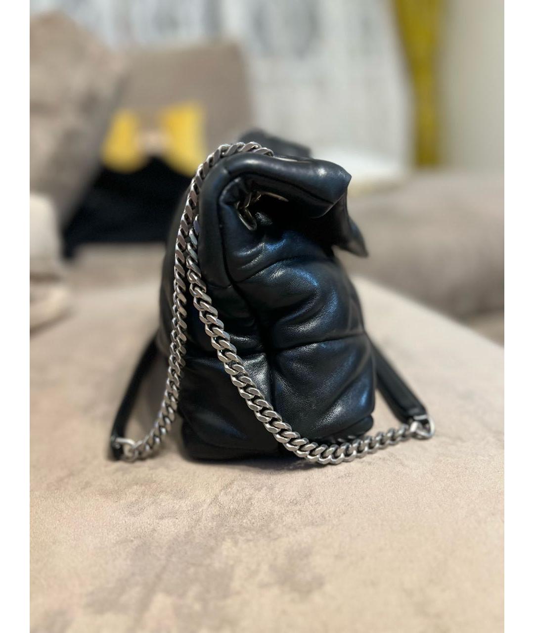 SAINT LAURENT Черная кожаная сумка с короткими ручками, фото 4