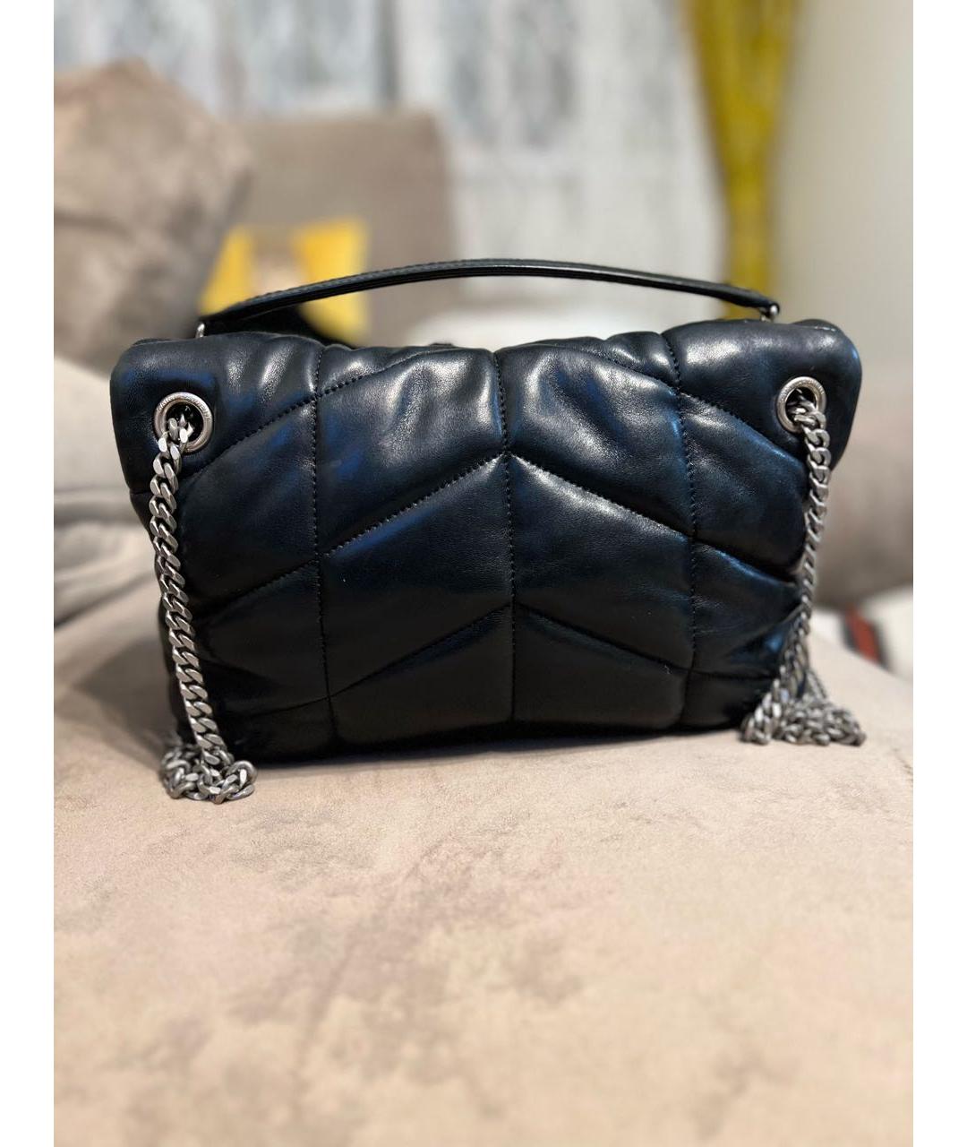 SAINT LAURENT Черная кожаная сумка с короткими ручками, фото 5
