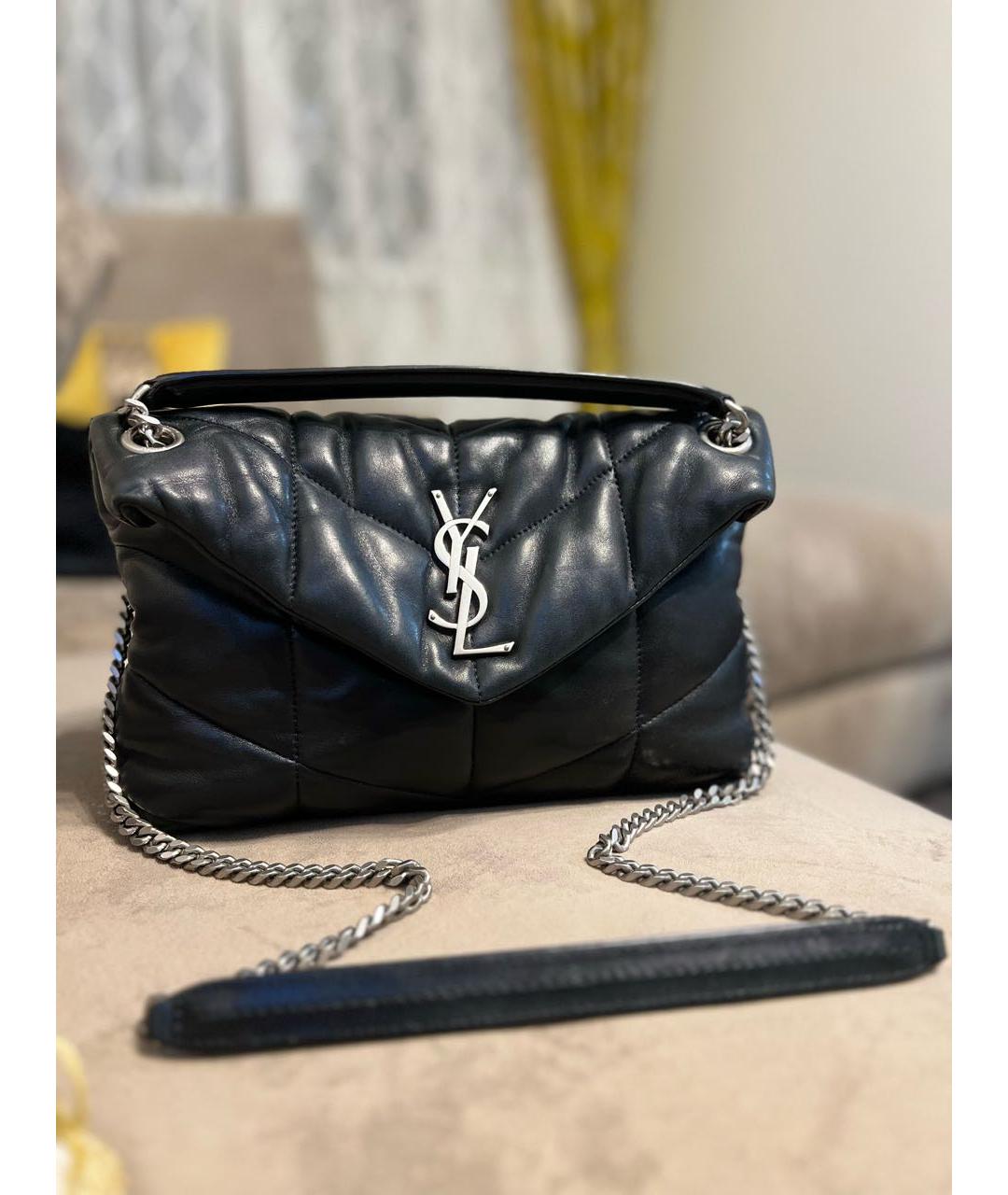 SAINT LAURENT Черная кожаная сумка с короткими ручками, фото 2