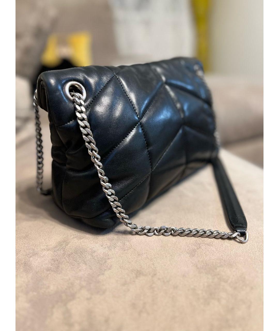 SAINT LAURENT Черная кожаная сумка с короткими ручками, фото 7