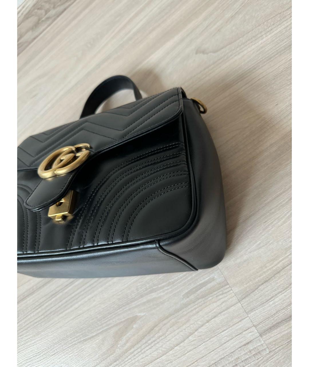 GUCCI Черная кожаная сумка с короткими ручками, фото 5