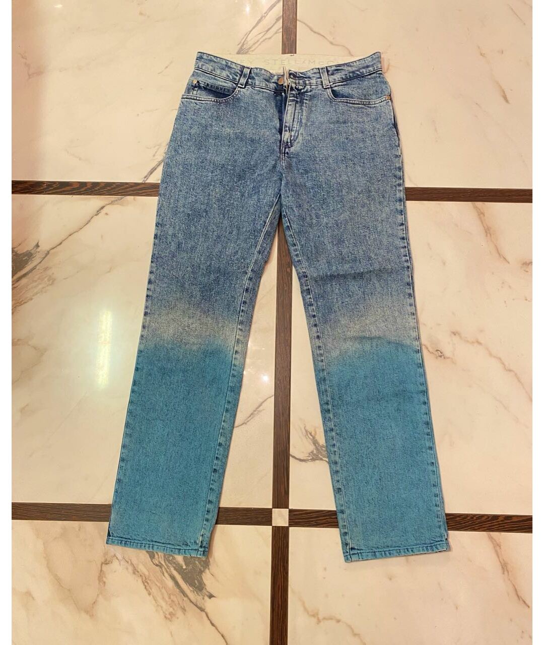 STELLA MCCARTNEY Бирюзовые хлопковые джинсы слим, фото 5
