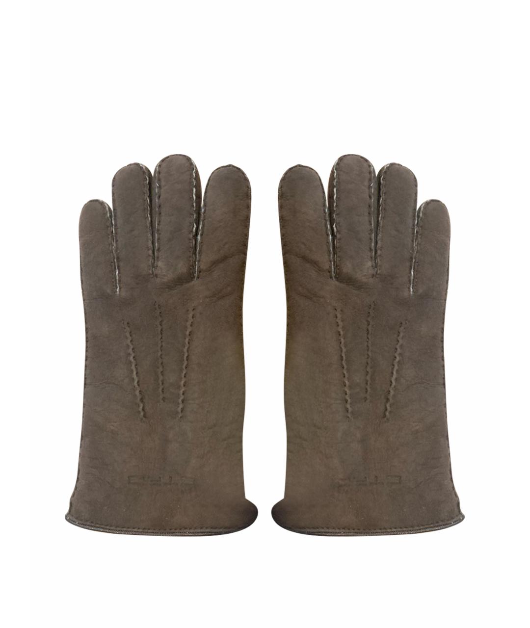 ETRO Коричневые кожаные перчатки, фото 1