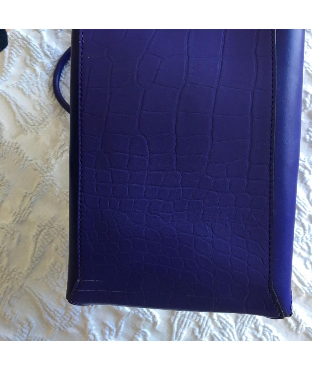 ROBERTO CAVALLI Фиолетовая кожаная сумка тоут, фото 3