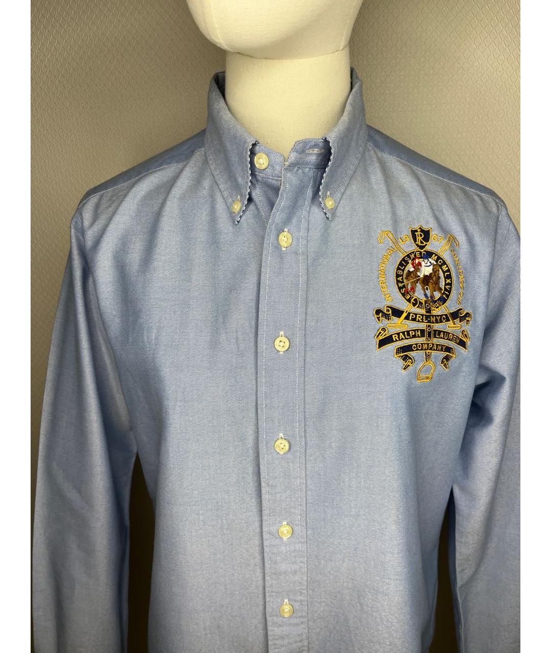 RALPH LAUREN Голубая хлопковая рубашка, фото 2