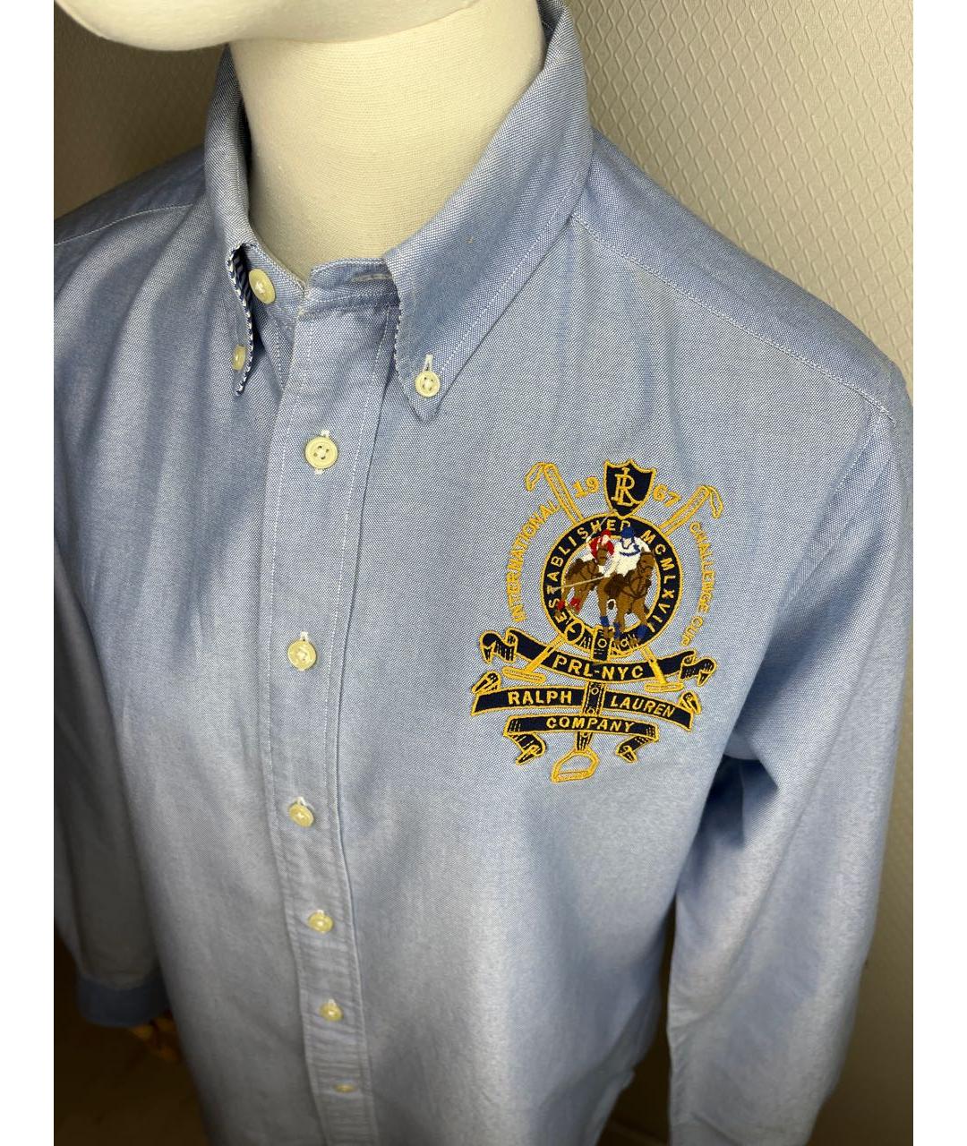 RALPH LAUREN Голубая хлопковая рубашка, фото 3