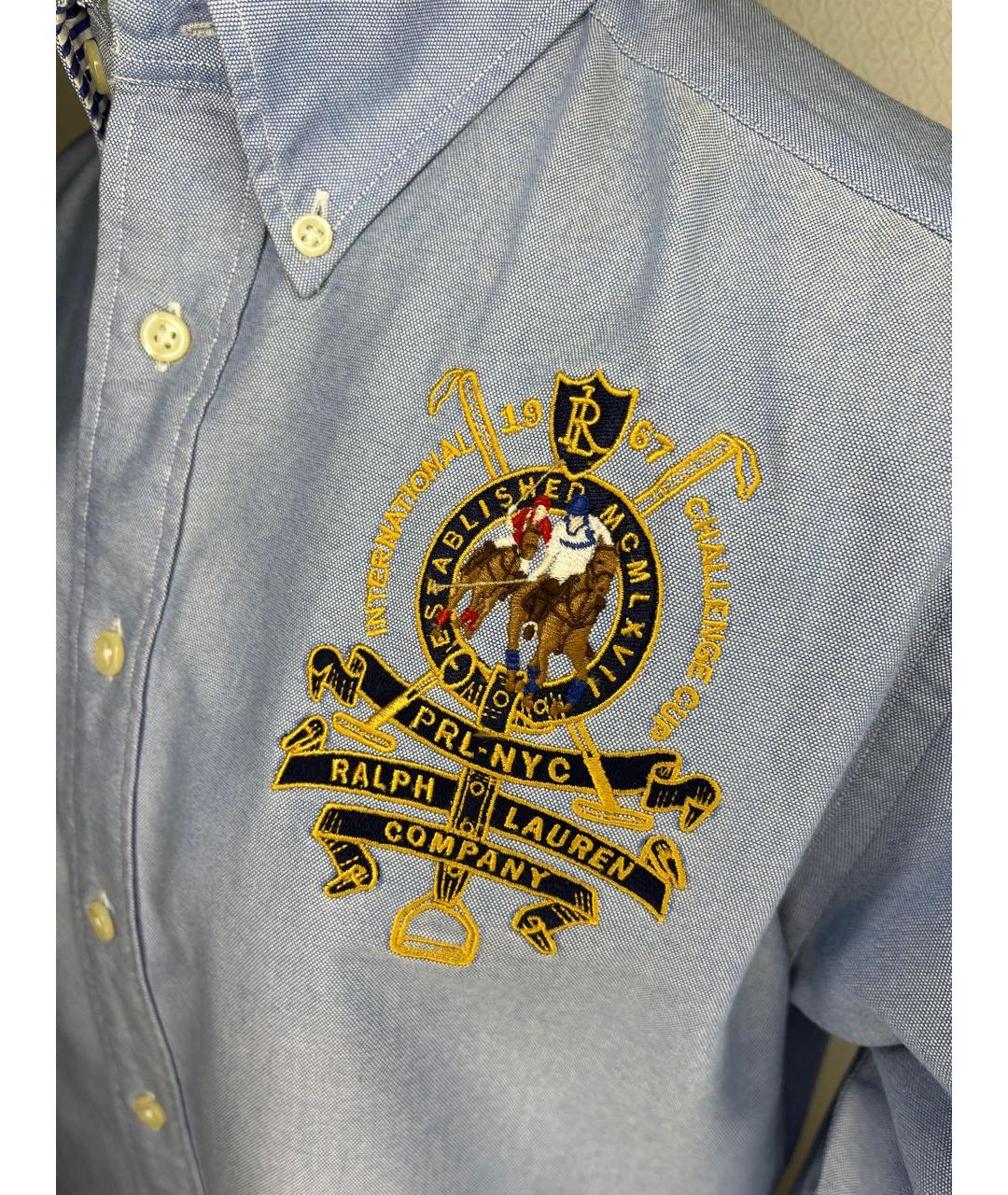 RALPH LAUREN Голубая хлопковая рубашка, фото 6