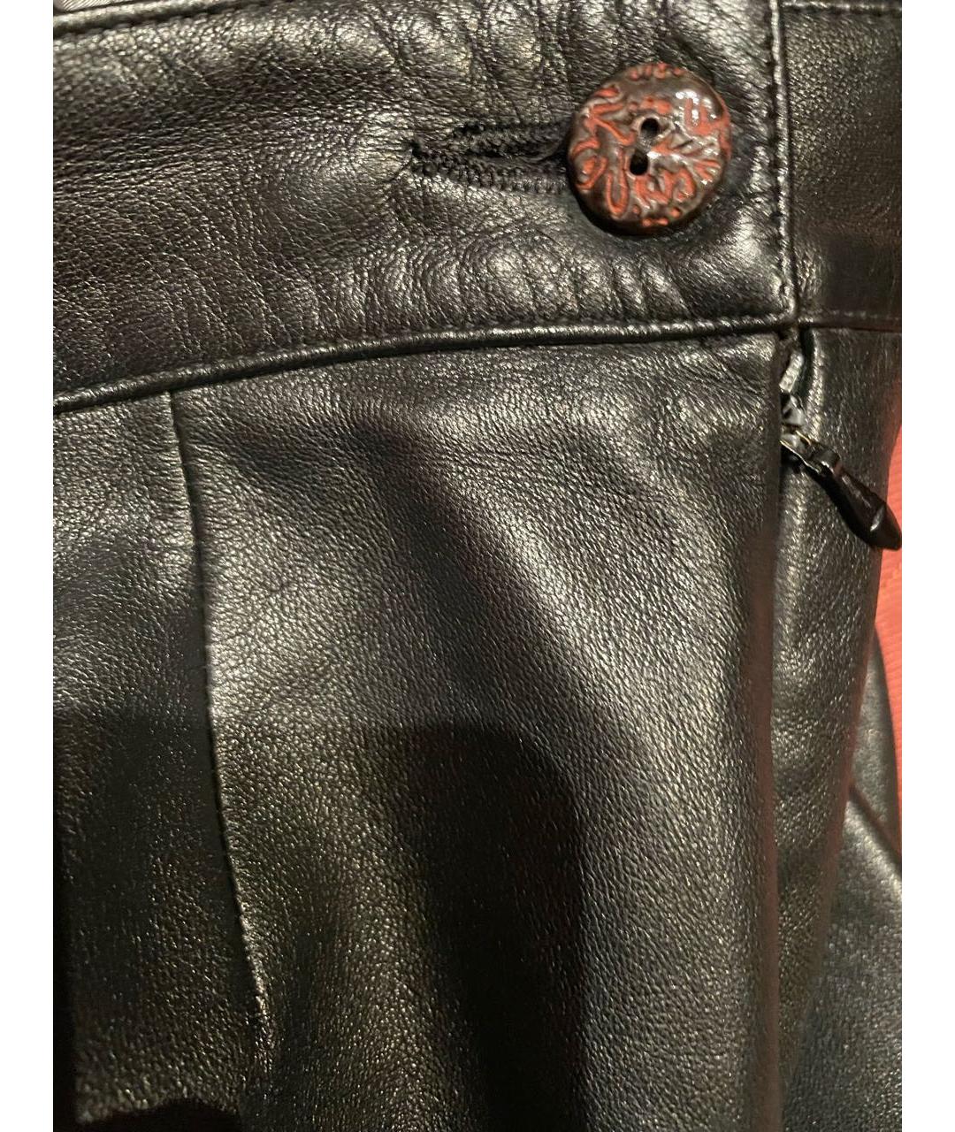 CHRISTIAN LACROIX VINTAGE Черные кожаные брюки узкие, фото 2