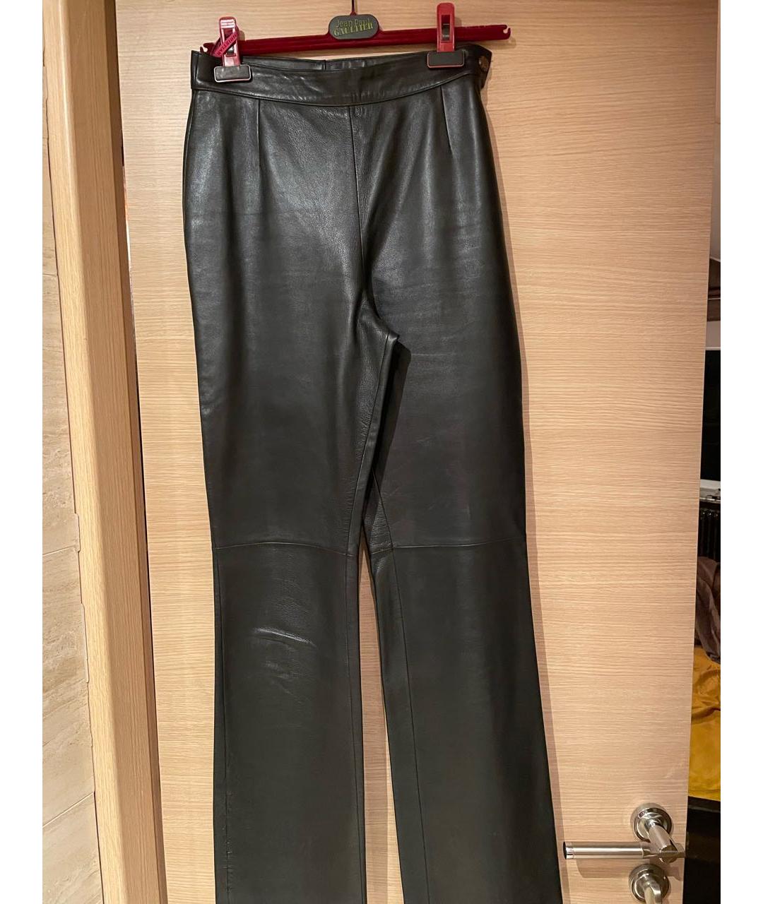 CHRISTIAN LACROIX VINTAGE Черные кожаные брюки узкие, фото 7