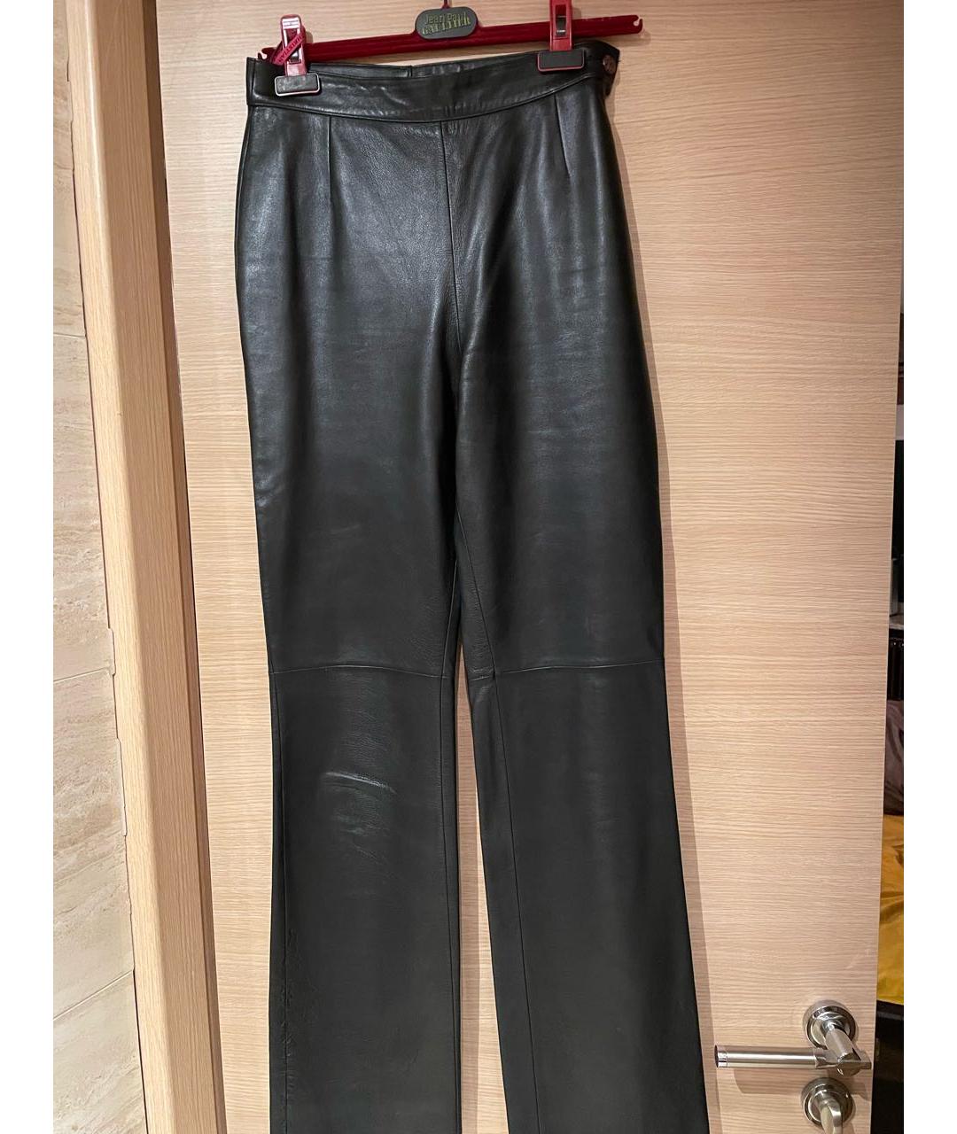 CHRISTIAN LACROIX VINTAGE Черные кожаные брюки узкие, фото 8