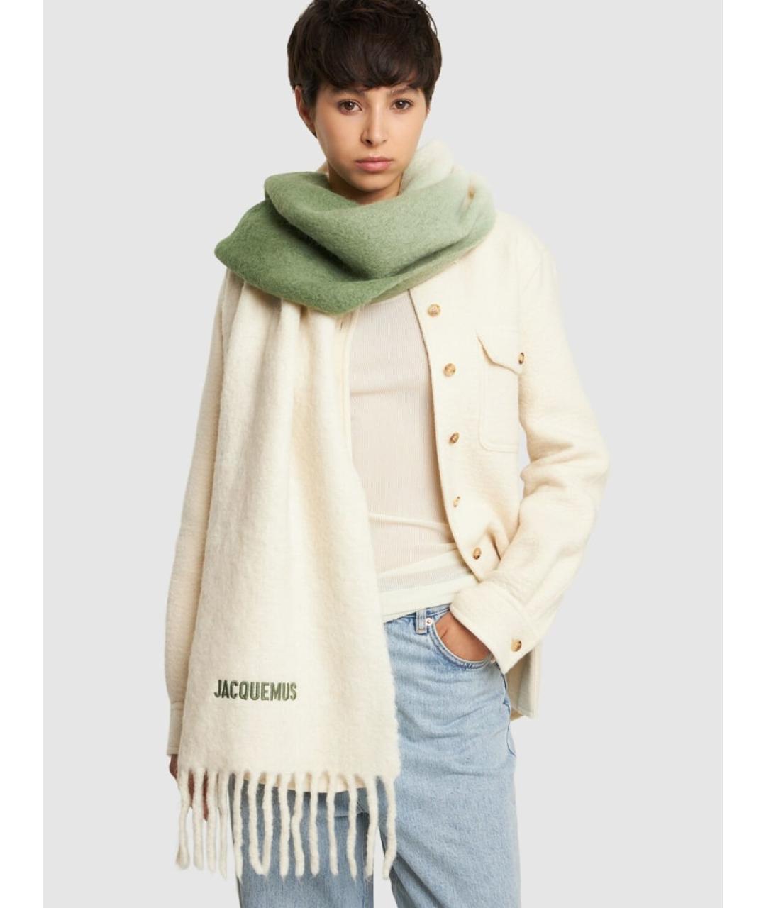JACQUEMUS Зеленый шерстяной шарф, фото 4