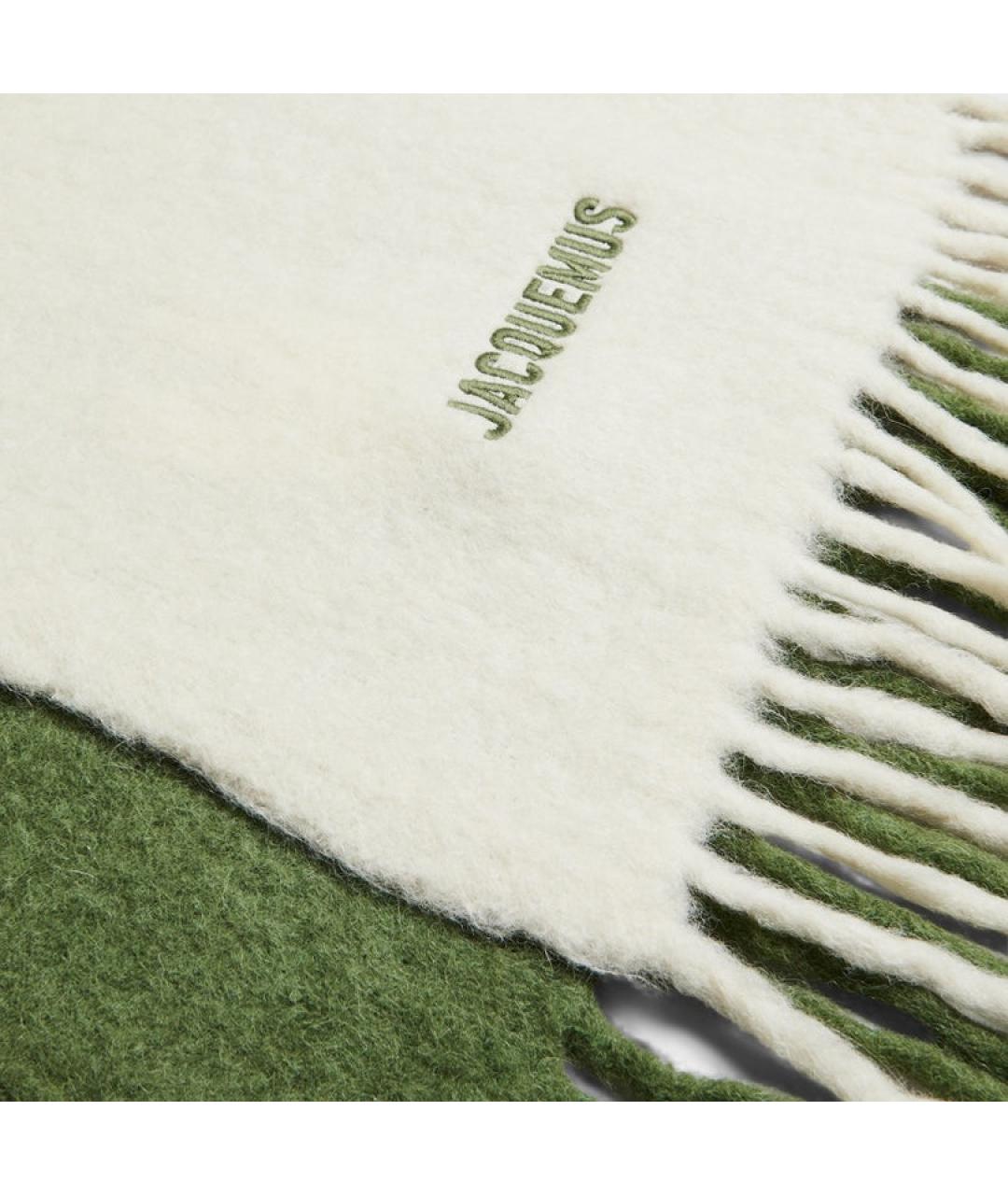 JACQUEMUS Зеленый шерстяной шарф, фото 2