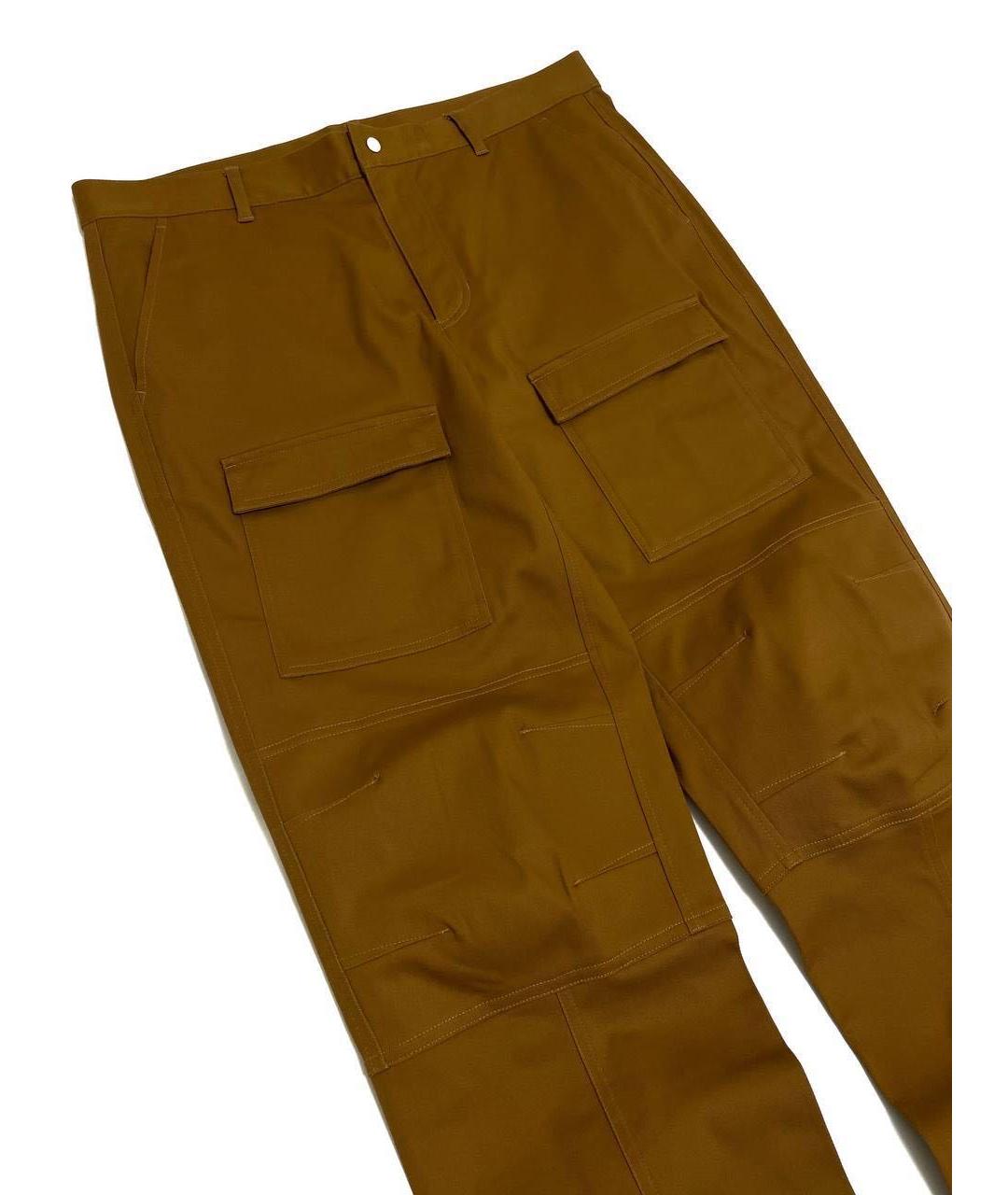 MAISON KITSUNE Коричневые хлопко-эластановые повседневные брюки, фото 3