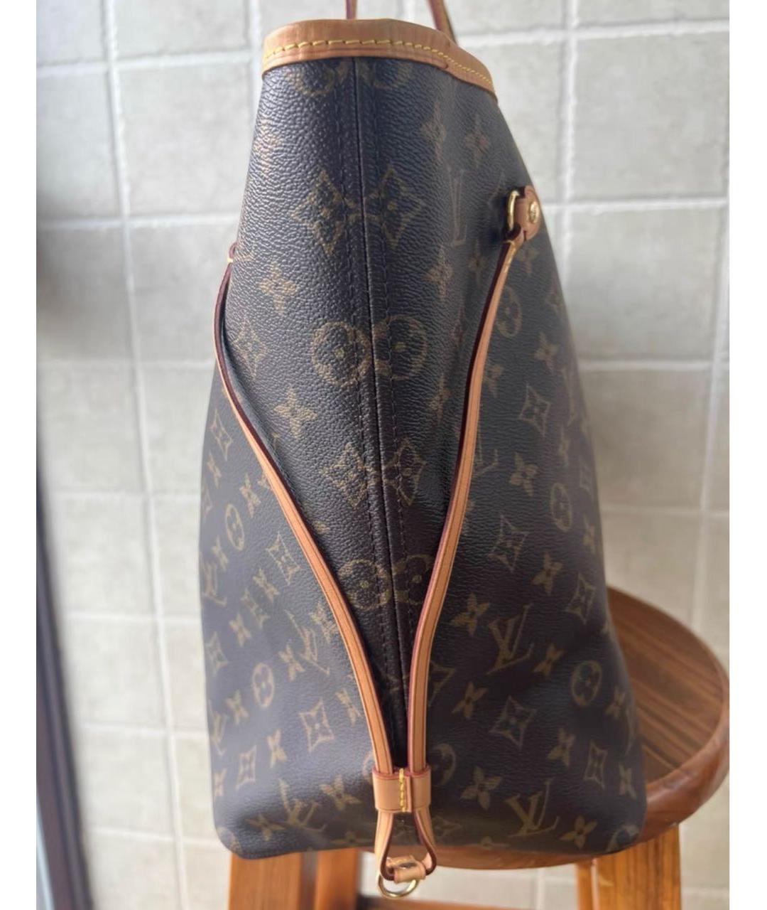LOUIS VUITTON Коричневая кожаная сумка с короткими ручками, фото 5